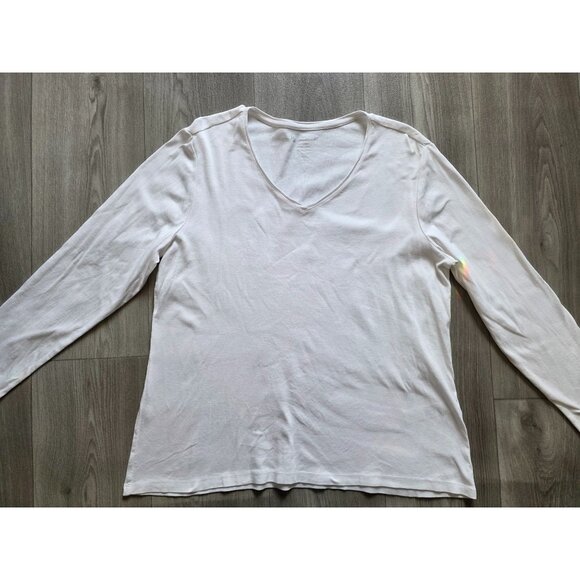 Chicos White Cotton Long Sleeve V-Neck Top Size 3. Xl - Picture 3 of 6